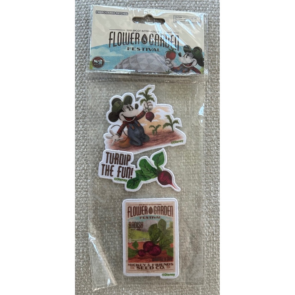 Disney Epcot Flower Garden Festival Embroidered‎ Patches Mickey Mouse Radish